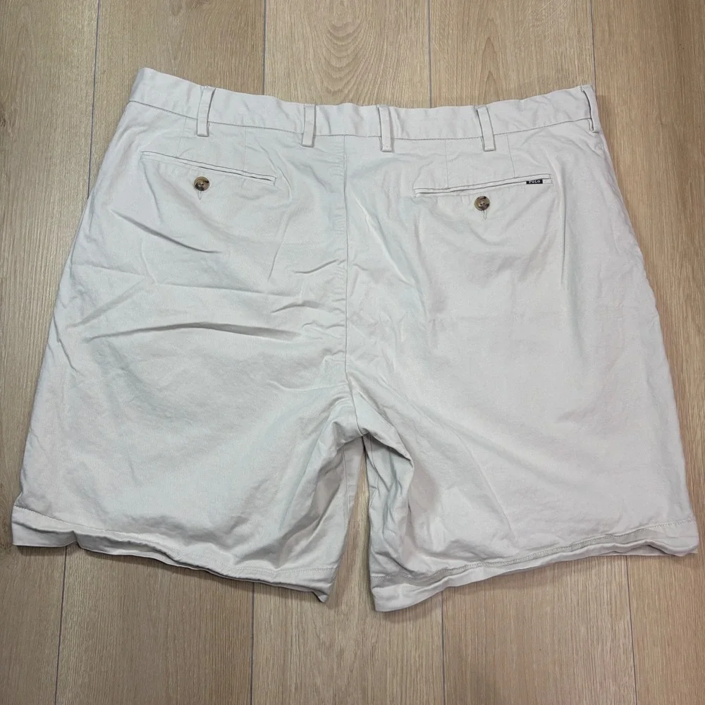 Polo Ralph Lauren Mens Classic Fit Chino Shorts Khaki Tan Size 40 Stretch Cotton